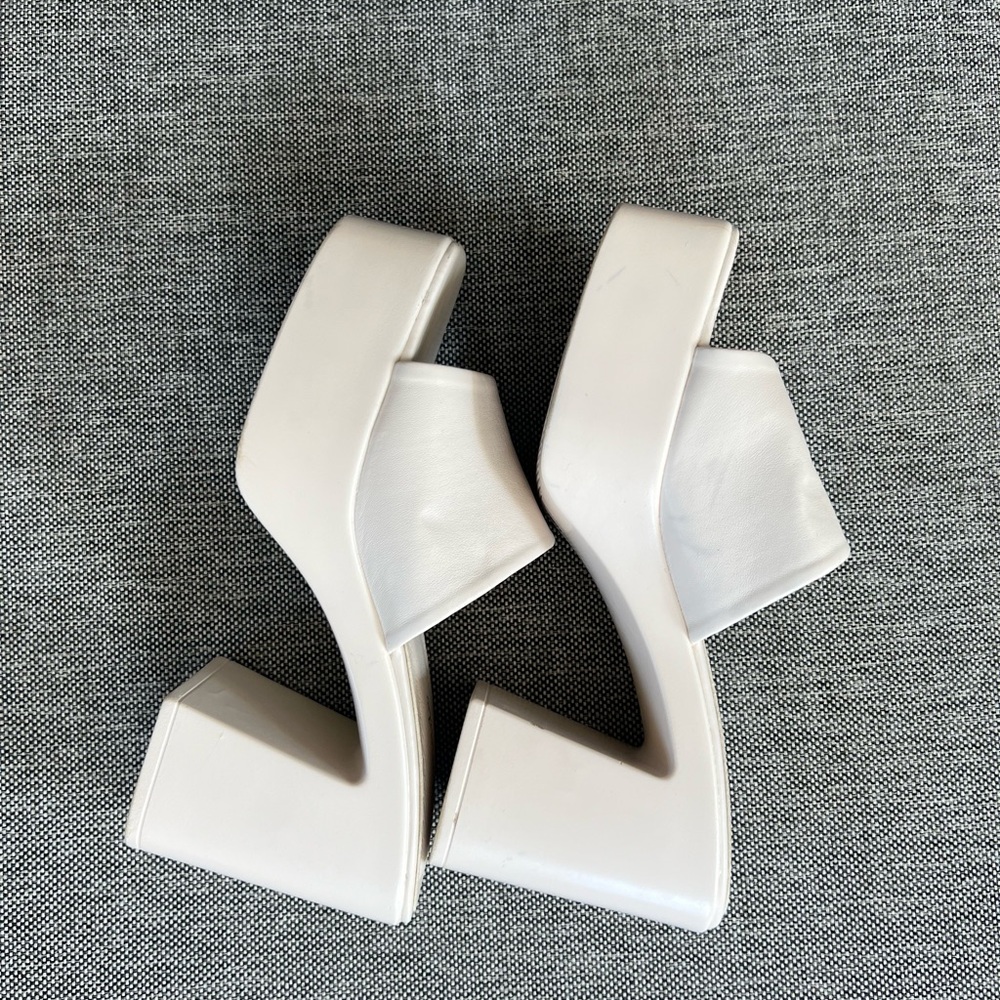 white platform heels
